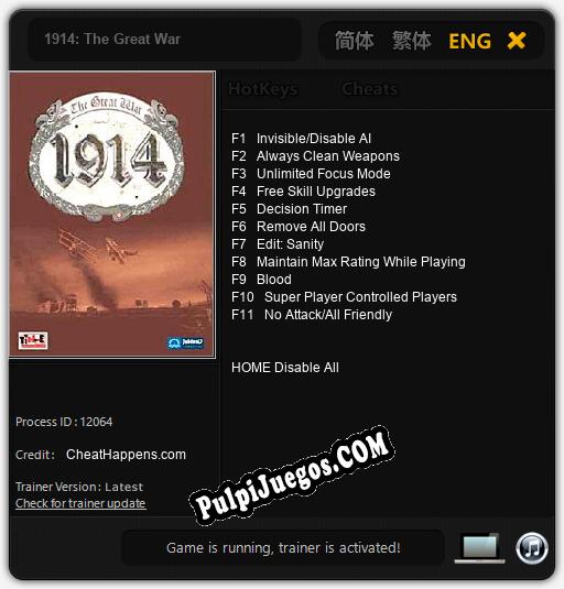 1914: The Great War: Cheats, Trainer +11 [CheatHappens.com]