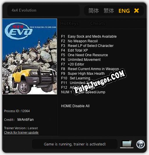 Entrenador liberado a 4x4 Evolution [v1.0.3]