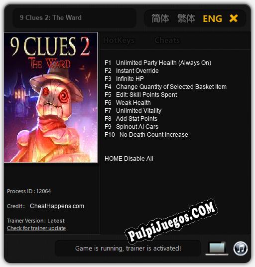 9 Clues 2: The Ward: Trainer +10 [v1.8]