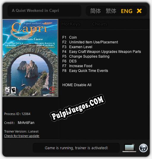 Entrenador liberado a A Quiet Weekend in Capri [v1.0.3]