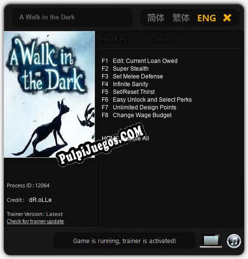 A Walk in the Dark: Cheats, Trainer +8 [dR.oLLe]