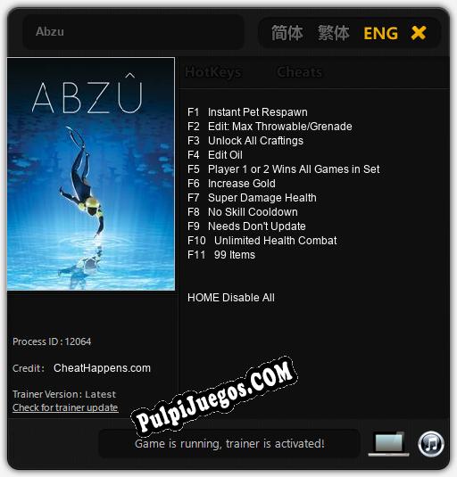 Entrenador liberado a Abzu [v1.0.8]