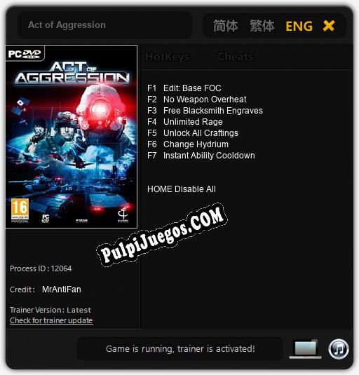 Act of Aggression: Trainer +7 [v1.6]