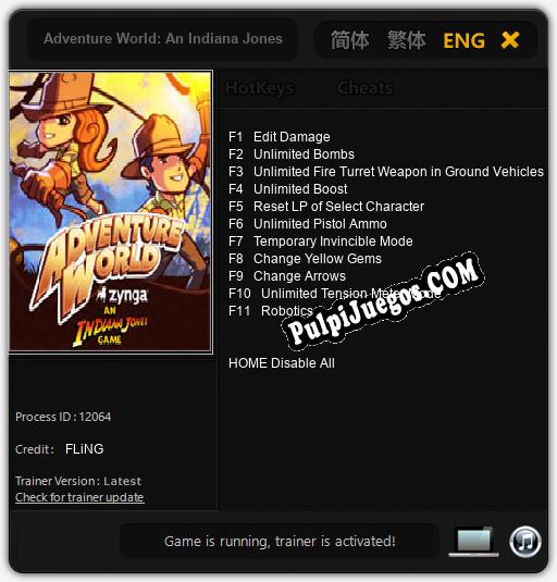 Adventure World: An Indiana Jones Game: Cheats, Trainer +11 [FLiNG]