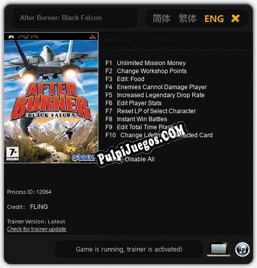 After Burner: Black Falcon: Trainer +10 [v1.8]