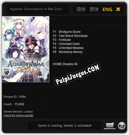 Agarest: Generations of War Zero: Treinador (V1.0.76)