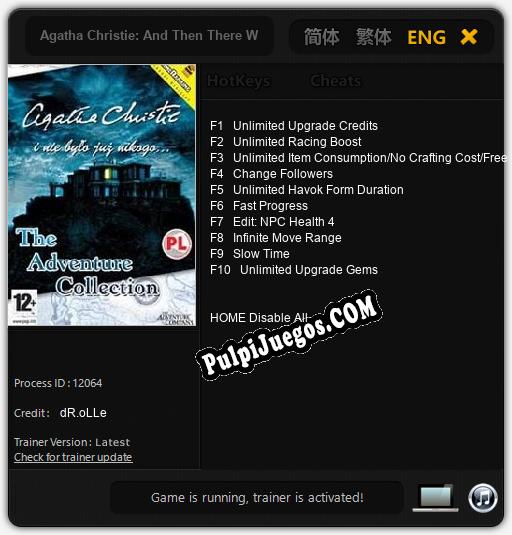 Entrenador liberado a Agatha Christie: And Then There Were None [v1.0.9]