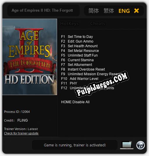 Age of Empires II HD: The Forgotten: Trainer +12 [v1.2]