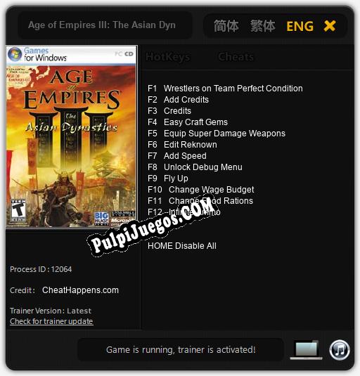 Entrenador liberado a Age of Empires III: The Asian Dynasties [v1.0.2]