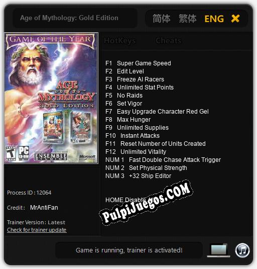 Age of Mythology: Gold Edition: Treinador (V1.0.47)