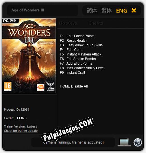 Age of Wonders III: Cheats, Trainer +9 [FLiNG]