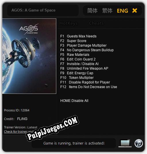 AGOS: A Game of Space: Cheats, Trainer +12 [FLiNG]