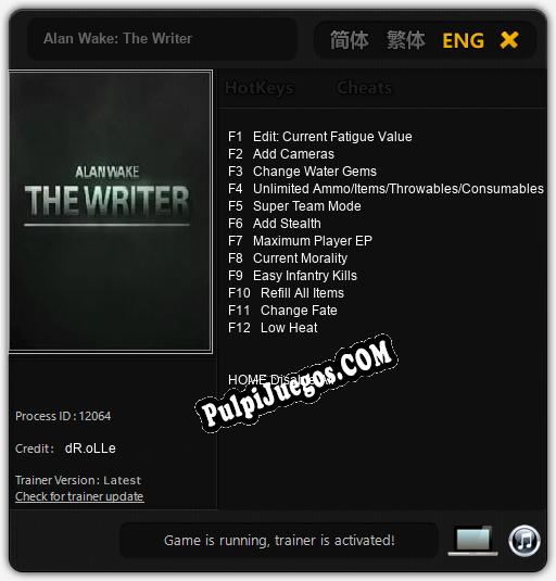 Alan Wake: The Writer: Treinador (V1.0.73)