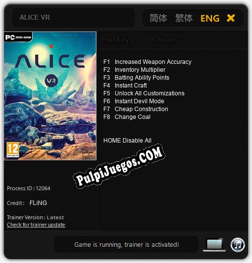 Entrenador liberado a ALICE VR [v1.0.6]