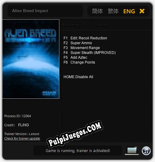 Alien Breed Impact: Treinador (V1.0.64)