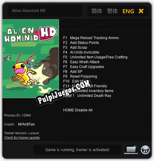 Alien Hominid HD: Trainer +13 [v1.6]