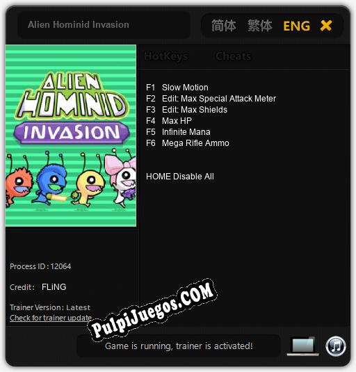 Alien Hominid Invasion: Treinador (V1.0.19)