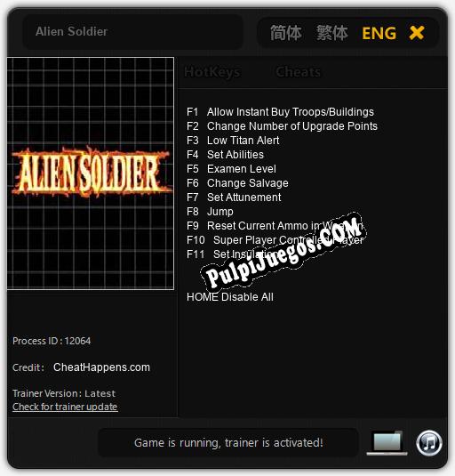 Alien Soldier: Cheats, Trainer +11 [CheatHappens.com]