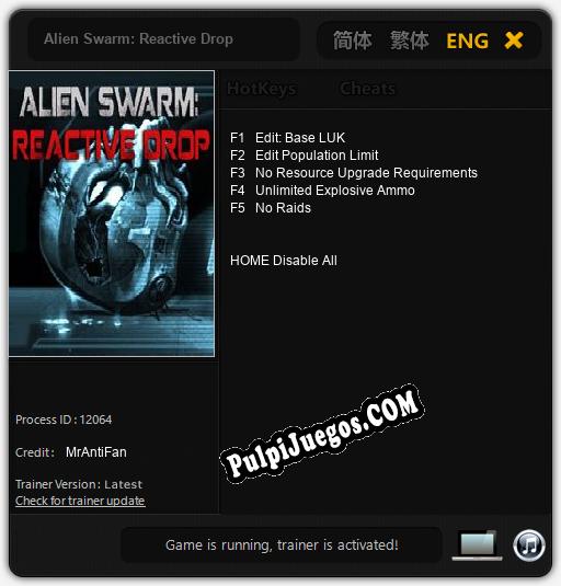 Alien Swarm: Reactive Drop: Cheats, Trainer +5 [MrAntiFan]