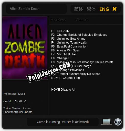 Entrenador liberado a Alien Zombie Death [v1.0.8]