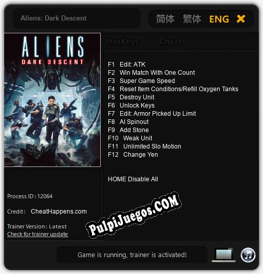 Aliens: Dark Descent: Trainer +12 [v1.6]