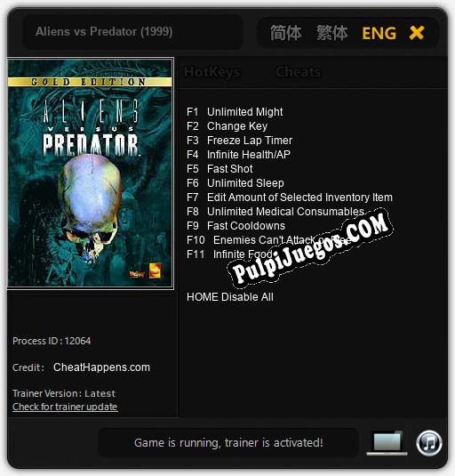 Aliens vs Predator (1999): Trainer +11 [v1.2]