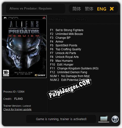 Aliens vs Predator: Requiem: Treinador (V1.0.93)