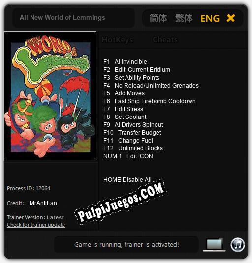 All New World of Lemmings: Treinador (V1.0.40)