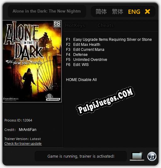 Alone in the Dark: The New Nightmare: Cheats, Trainer +6 [MrAntiFan]