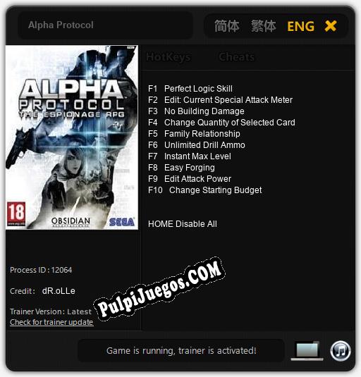 Entrenador liberado a Alpha Protocol [v1.0.8]