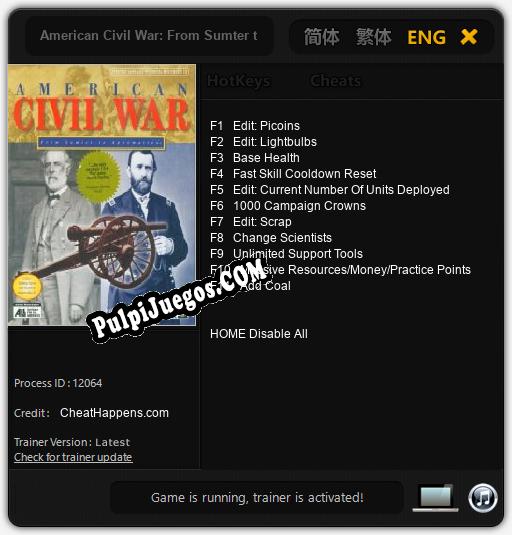 Entrenador liberado a American Civil War: From Sumter to Appomatox [v1.0.9]