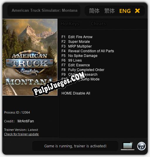 American Truck Simulator: Montana: Trainer +10 [v1.2]