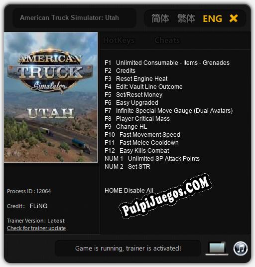 American Truck Simulator: Utah: Treinador (V1.0.98)