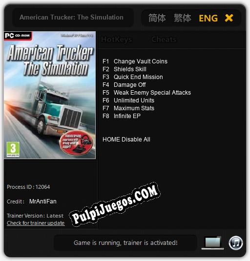 American Trucker: The Simulation: Trainer +8 [v1.2]