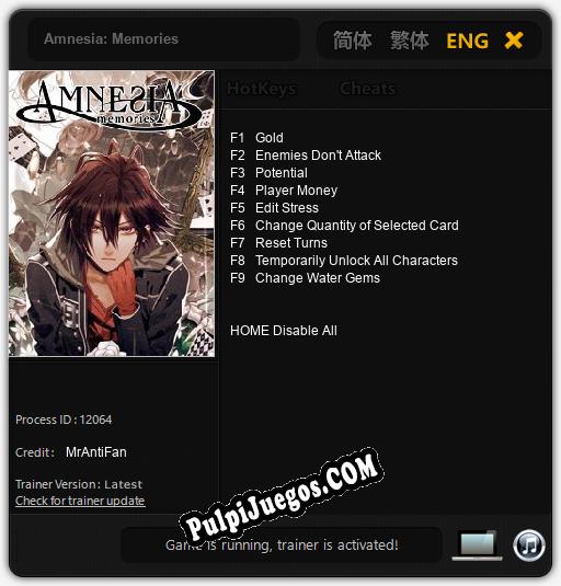 Amnesia: Memories: Cheats, Trainer +9 [MrAntiFan]