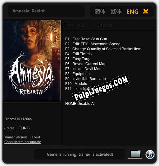 Amnesia: Rebirth: Trainer +11 [v1.6]