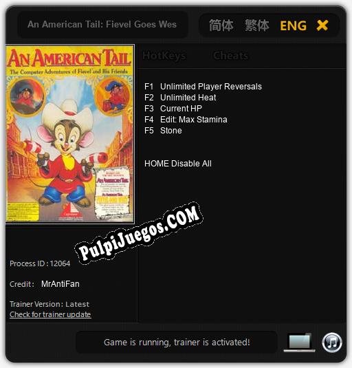 An American Tail: Fievel Goes West: Cheats, Trainer +5 [MrAntiFan]