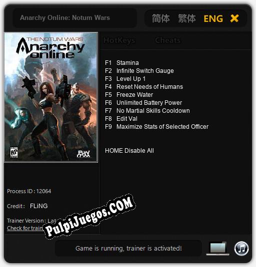 Entrenador liberado a Anarchy Online: Notum Wars [v1.0.8]