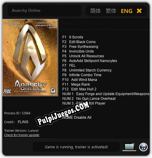 Entrenador liberado a Anarchy Online [v1.0.2]