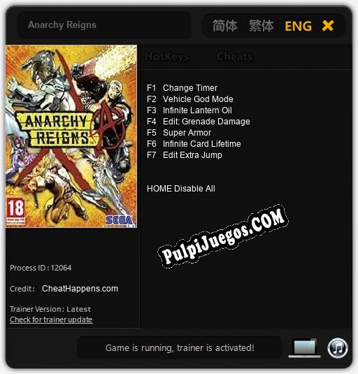 Anarchy Reigns: Treinador (V1.0.59)