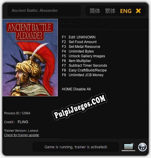 Entrenador liberado a Ancient Battle: Alexander [v1.0.6]