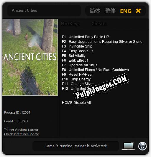 Ancient Cities: Trainer +12 [v1.5]