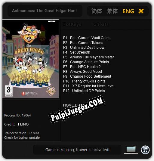 Animaniacs: The Great Edgar Hunt: Trainer +12 [v1.8]