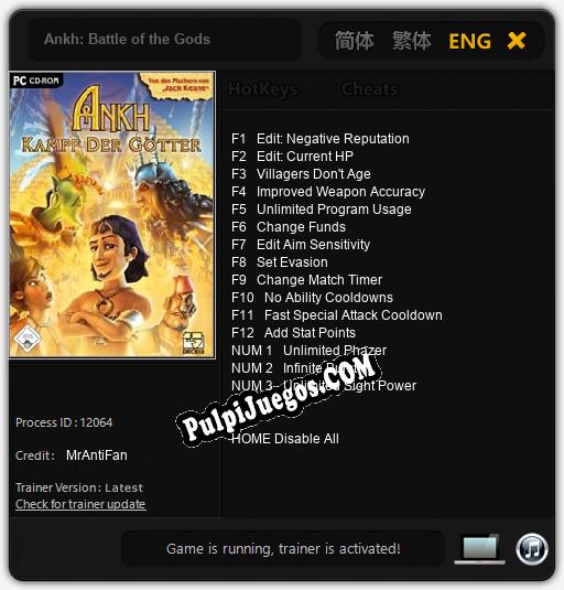 Ankh: Battle of the Gods: Cheats, Trainer +15 [MrAntiFan]