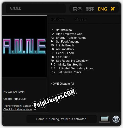 A.N.N.E: Trainer +12 [v1.2]