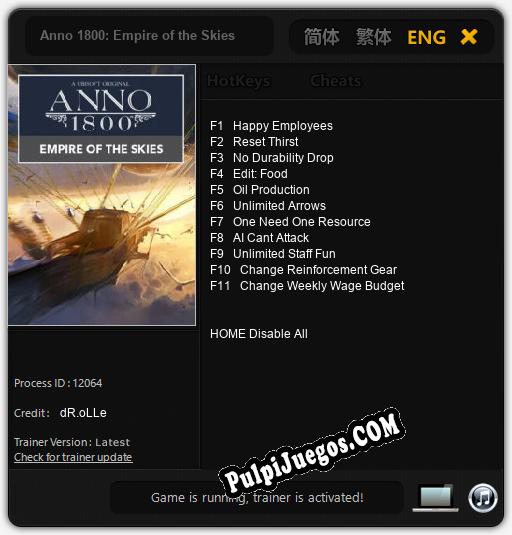 Anno 1800: Empire of the Skies: Cheats, Trainer +11 [dR.oLLe]