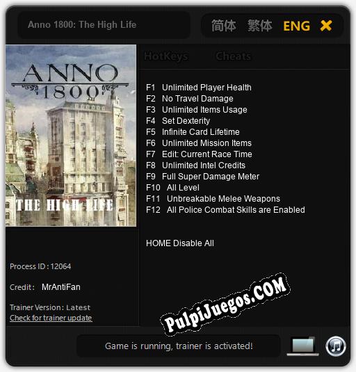 Entrenador liberado a Anno 1800: The High Life [v1.0.5]