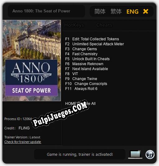 Anno 1800: The Seat of Power: Cheats, Trainer +11 [FLiNG]