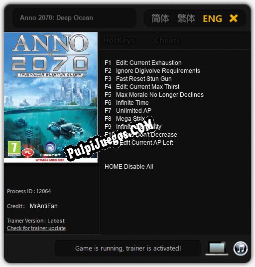 Anno 2070: Deep Ocean: Treinador (V1.0.34)