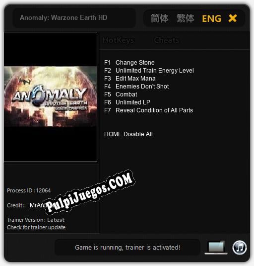 Anomaly: Warzone Earth HD: Cheats, Trainer +7 [MrAntiFan]